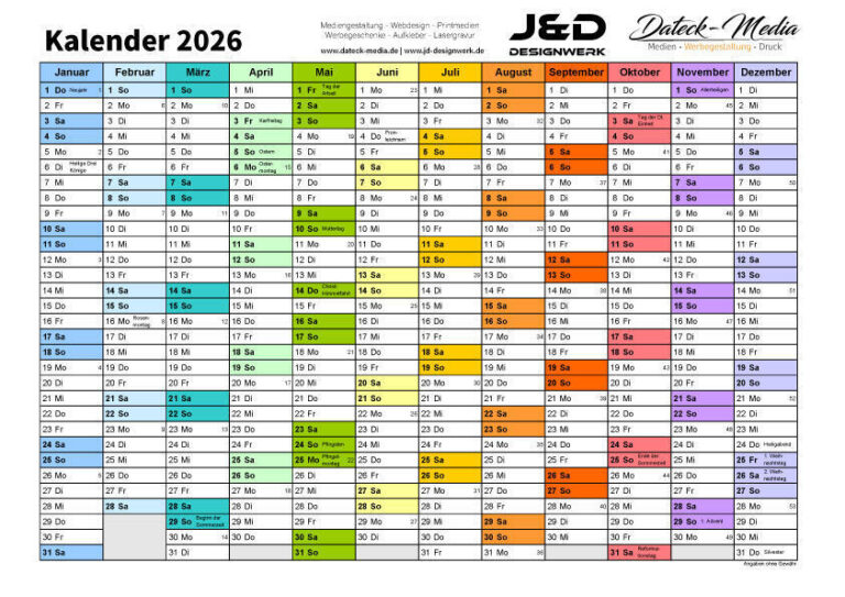 Kalender 2026 PDF
