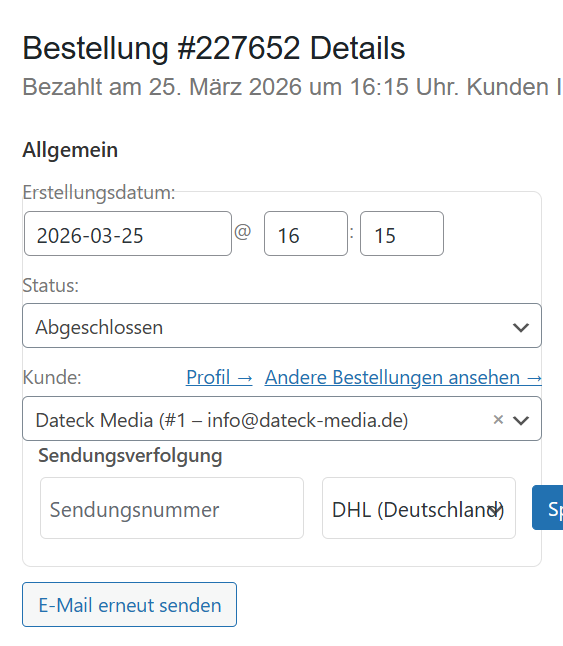 Woocommerce Versandtracking Plugin – Bild 2