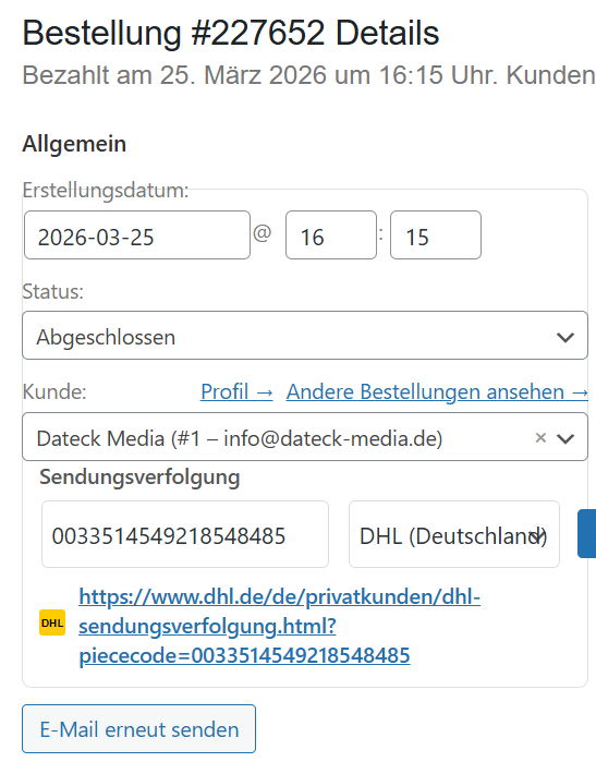 Woocommerce Versandtracking Plugin – Bild 4