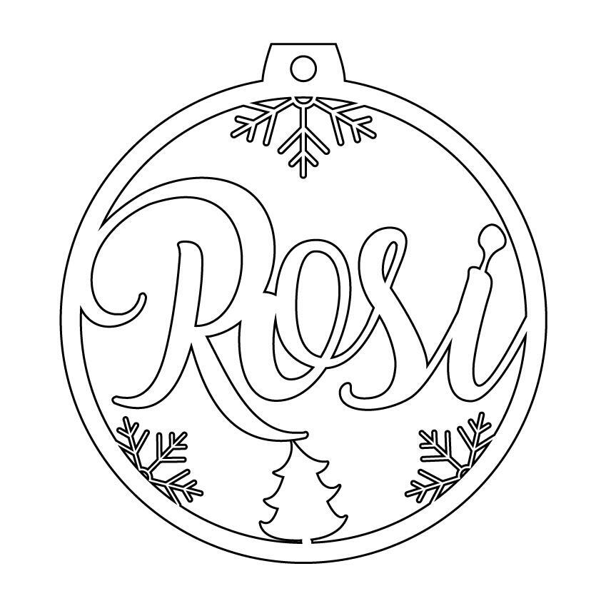 Personalisierte Laserdatei Lightburn "Rosi" Weihnachtsschmuck