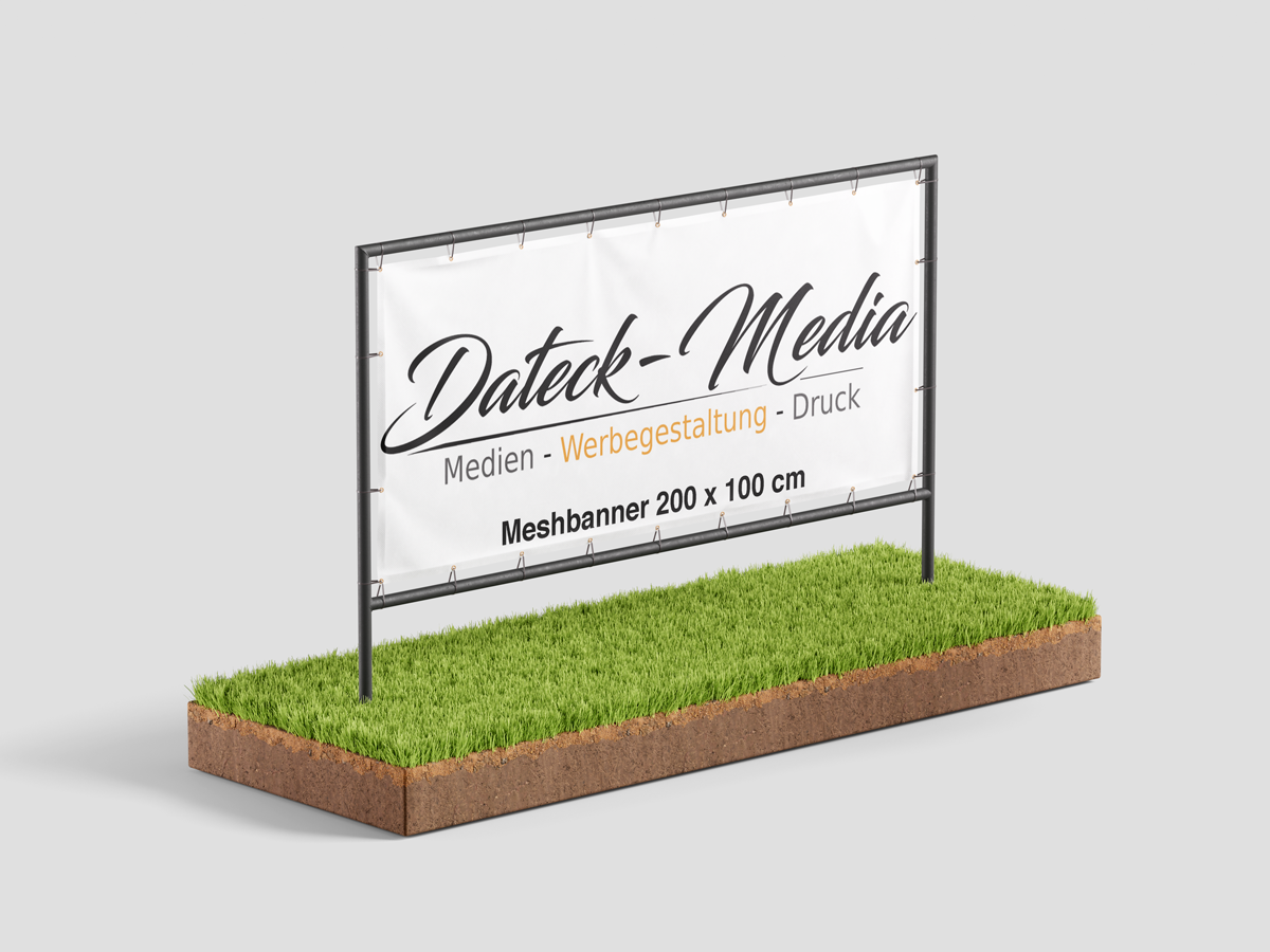 Meshbanner 200 x 100 cm – wetterfest, winddurchlässig & B1-zertifiziert