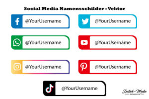 Social-Media-Icons mit Namen Vektor