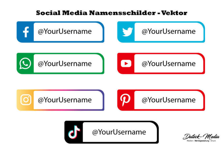 Social-Media-Icons mit Namen Vektor
