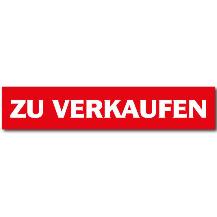 Zu Verkaufen-Aufkleber 40 x 8 cm – PET-Folie weiß matt, statisch haftend