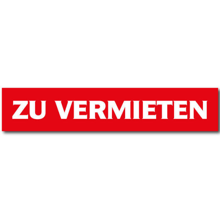 Zu Vermieten-Aufkleber 40 x 8 cm – PET-Folie weiß matt, statisch haftend