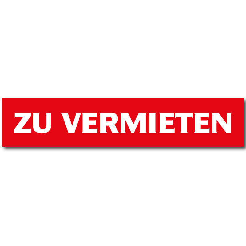 Zu Vermieten-Aufkleber 40 x 8 cm – PET-Folie weiß matt, statisch haftend